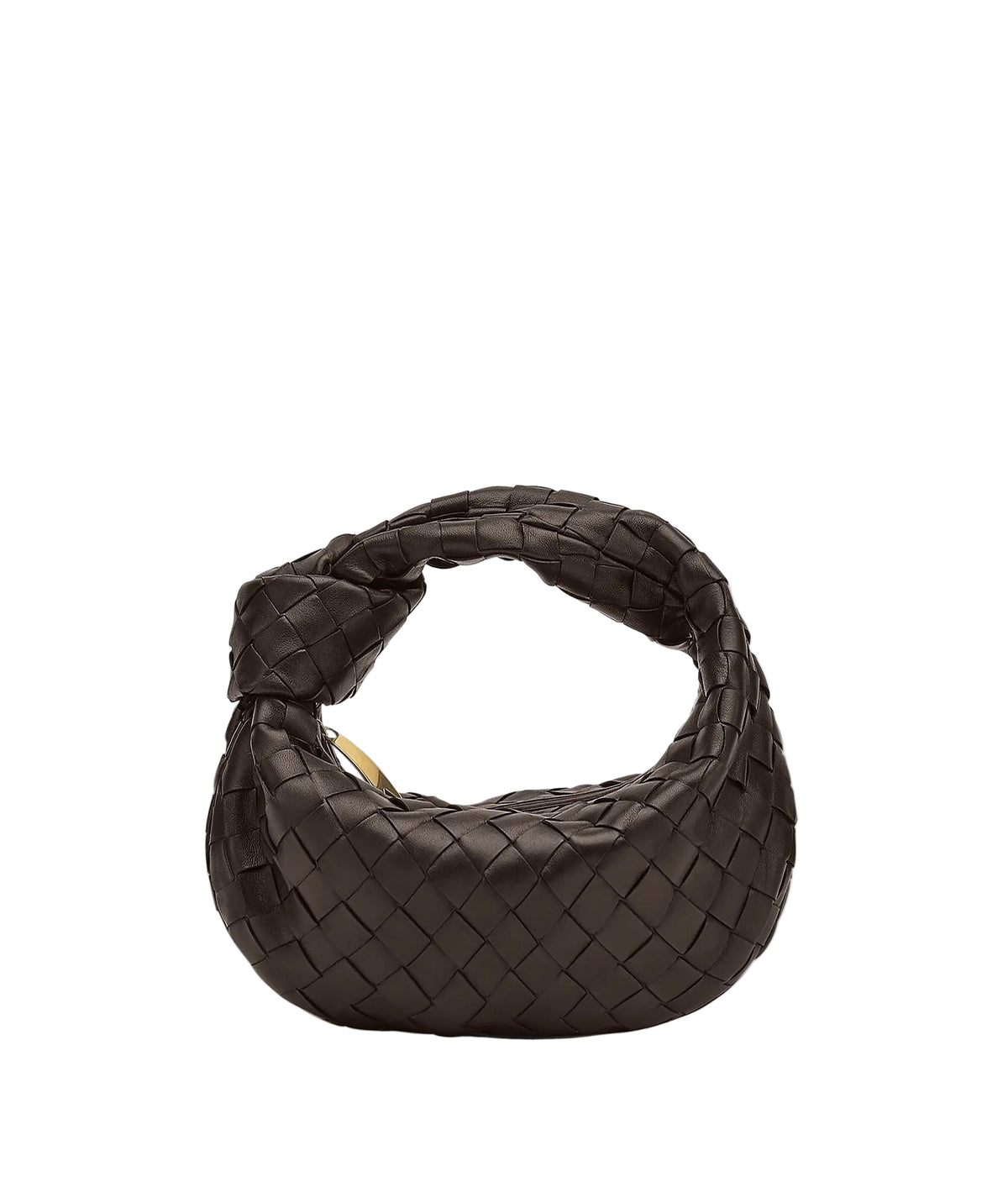 Hand-woven knotted mini bag in vegan leather, front view
