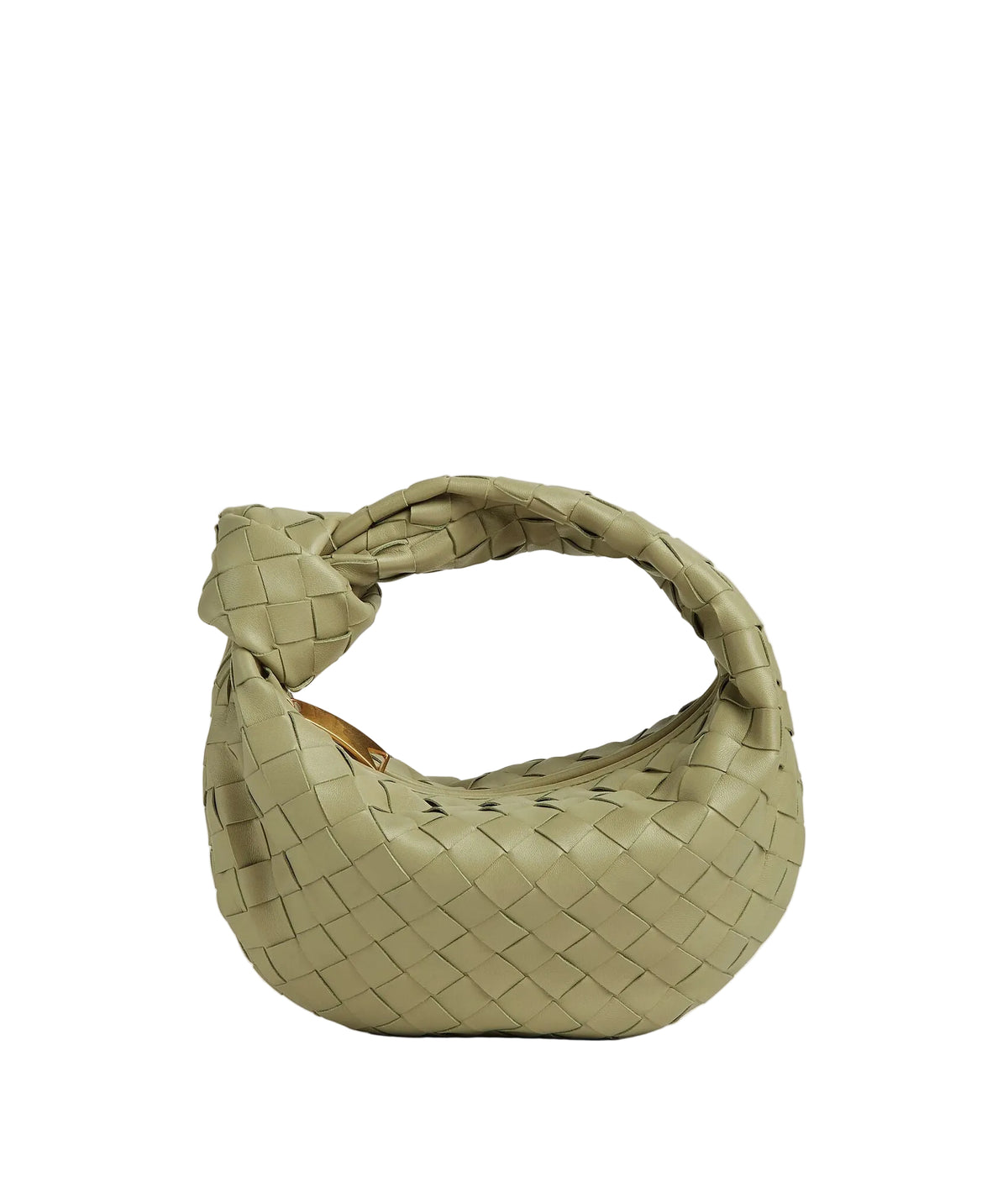 Knotted vegan leather mini bag with top-handle, front view