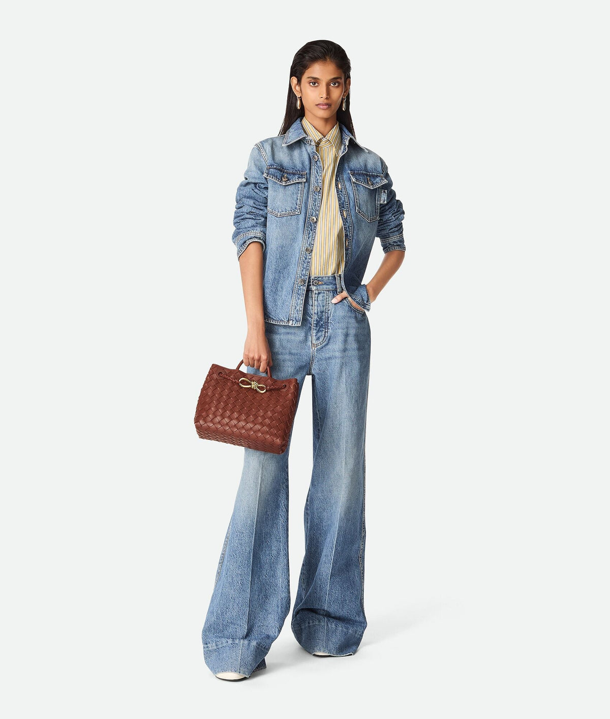 Adriana woven tote bag in a light neutral shade