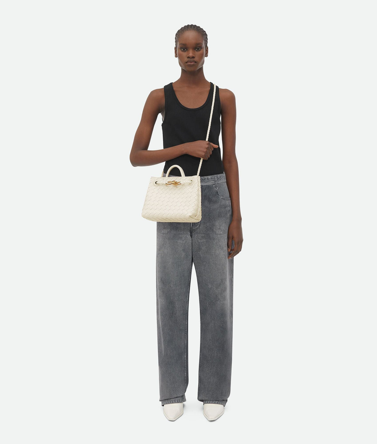 Adriana woven vegan leather tote in a deep shade, detail