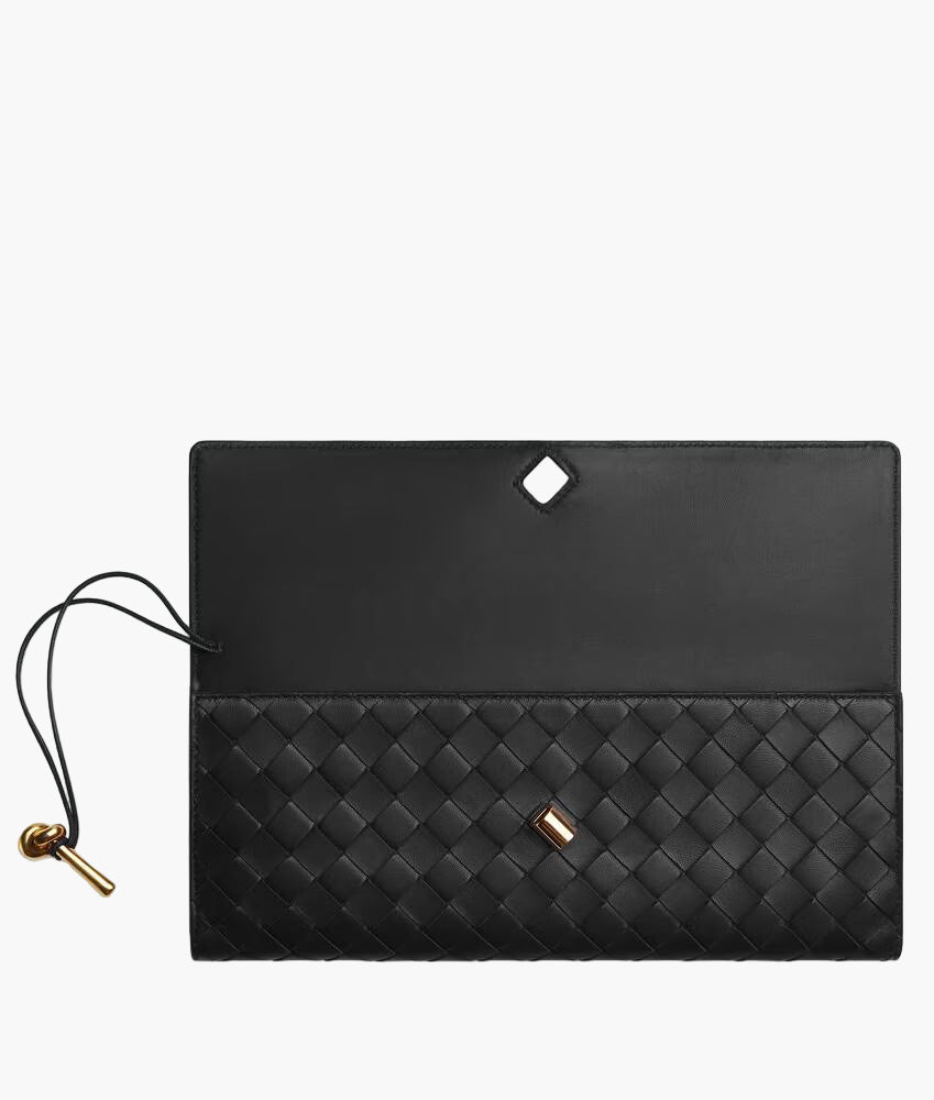 Compact vegan leather evening clutch by Lorecia, detail view