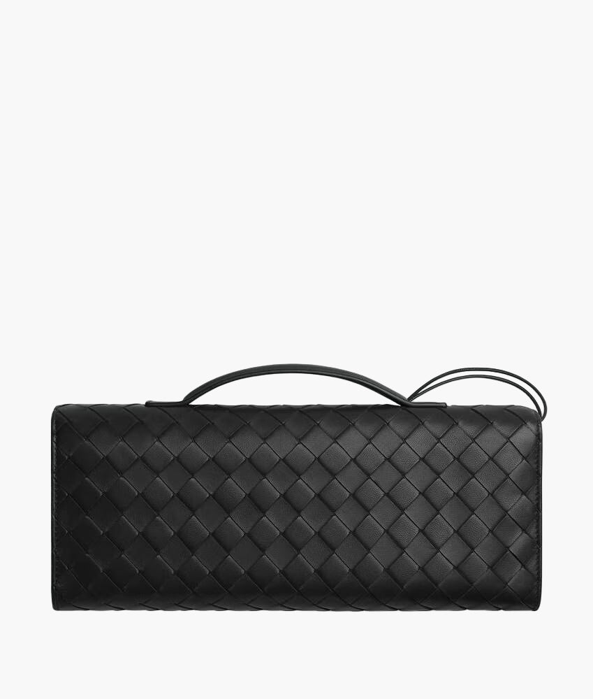 Lorecia Colette Evening Clutch shown open, vegan leather interior