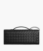 Lorecia Colette Evening Clutch shown open, vegan leather interior