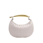 Noémie woven vegan leather handbag with gold-tone stainless steel handle and spacious interior
