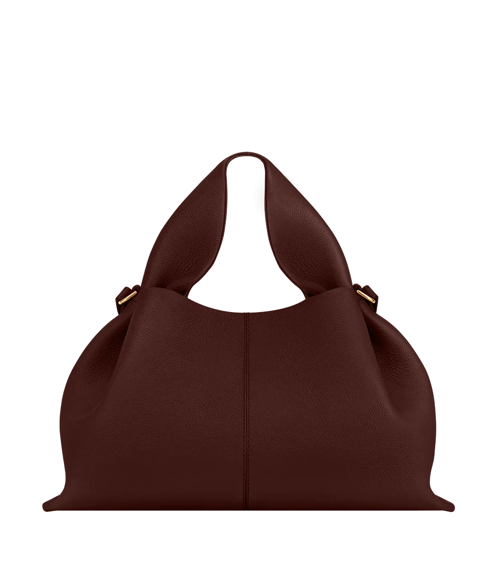 Aurelia vegan leather top handle bag in Barolo, Midi size, front view