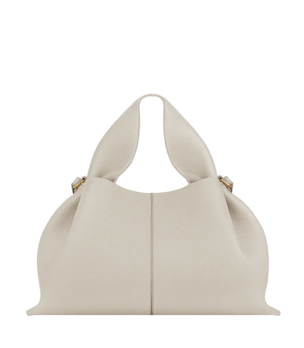 Aurelia vegan leather top handle bag in Chalk, Midi size, front view