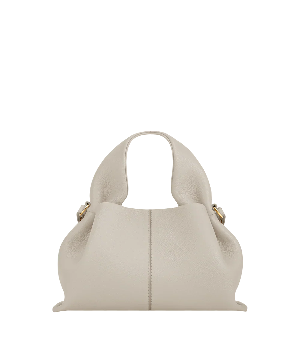 Aurelia vegan leather top handle bag in Chalk, Mini size, front view