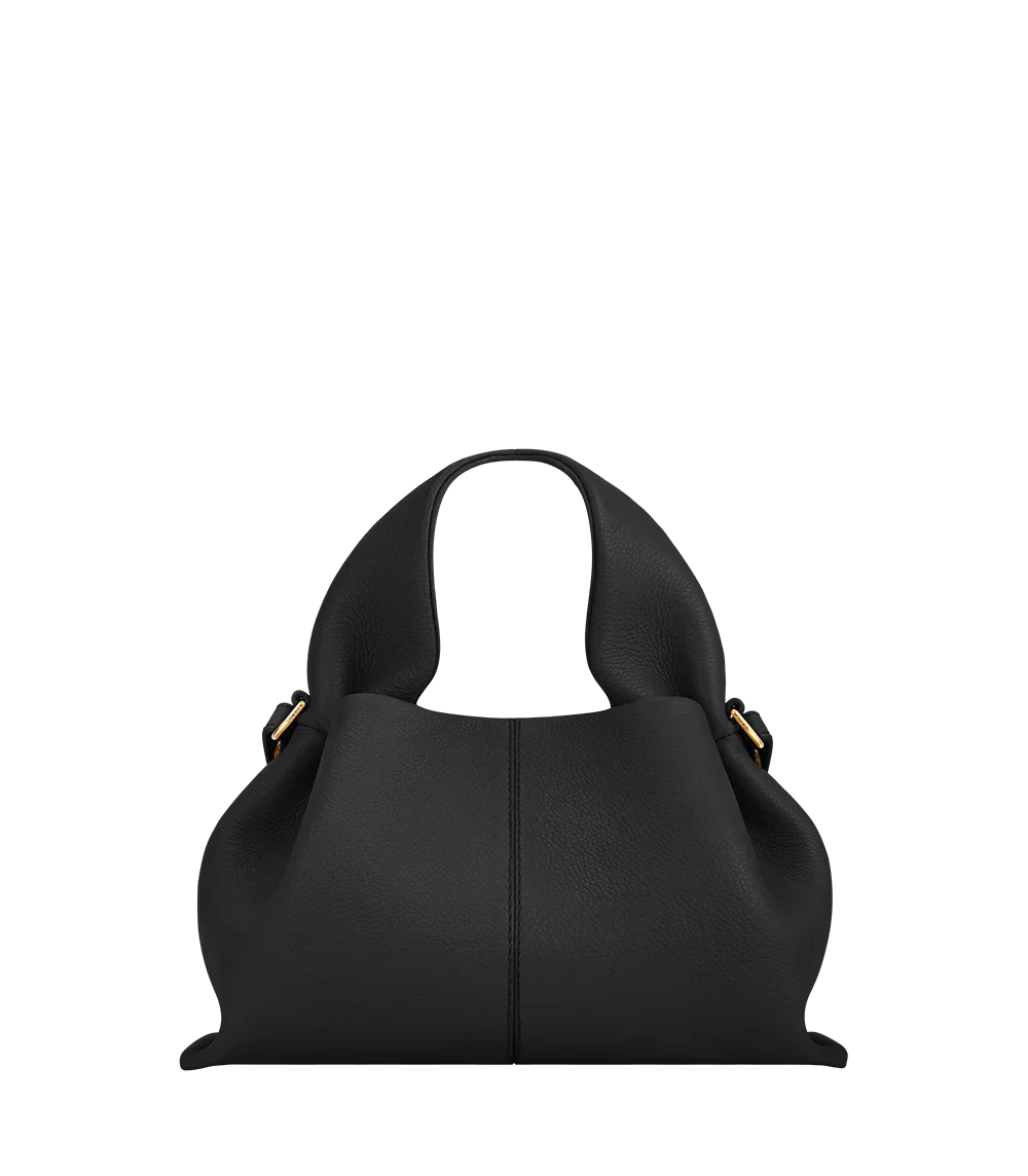 Aurelia vegan leather top handle bag in Black, Mini size, front view